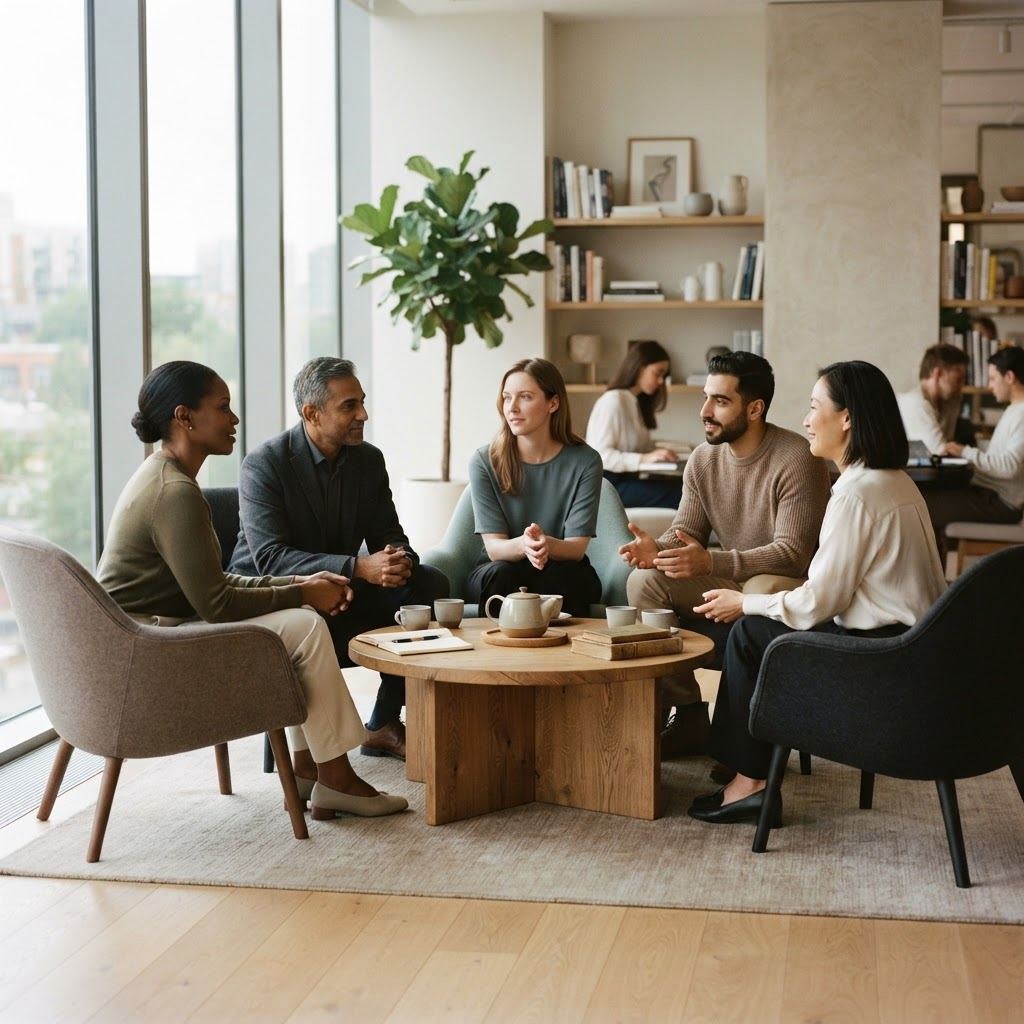 A collaborative team working together on ESG strategy